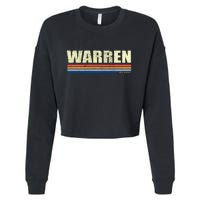 Warren Michigan Retro Style 1980's Logo Cropped Pullover Crew