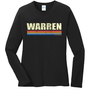 Warren Michigan Retro Style 1980's Logo Ladies Long Sleeve Shirt