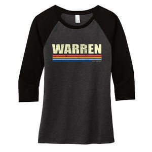 Warren Michigan Retro Style 1980's Logo Women's Tri-Blend 3/4-Sleeve Raglan Shirt