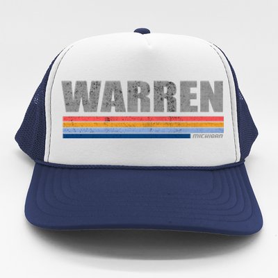 Warren Michigan Retro Style 1980's Logo Trucker Hat