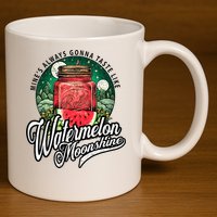 Watermelon Moonshine Retro Country Music 11oz C Handle Ceramic Mug