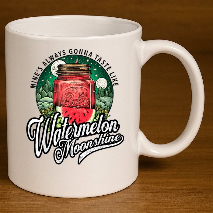 Watermelon Moonshine Retro Country Music 11oz C Handle Ceramic Mug