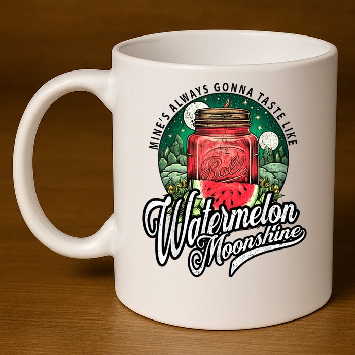 Watermelon Moonshine Retro Country Music 11oz C Handle Ceramic Mug