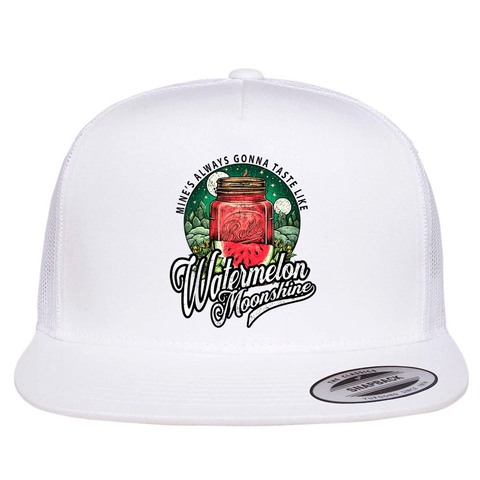 Watermelon Moonshine Retro Country Music Flat Bill Trucker Hat