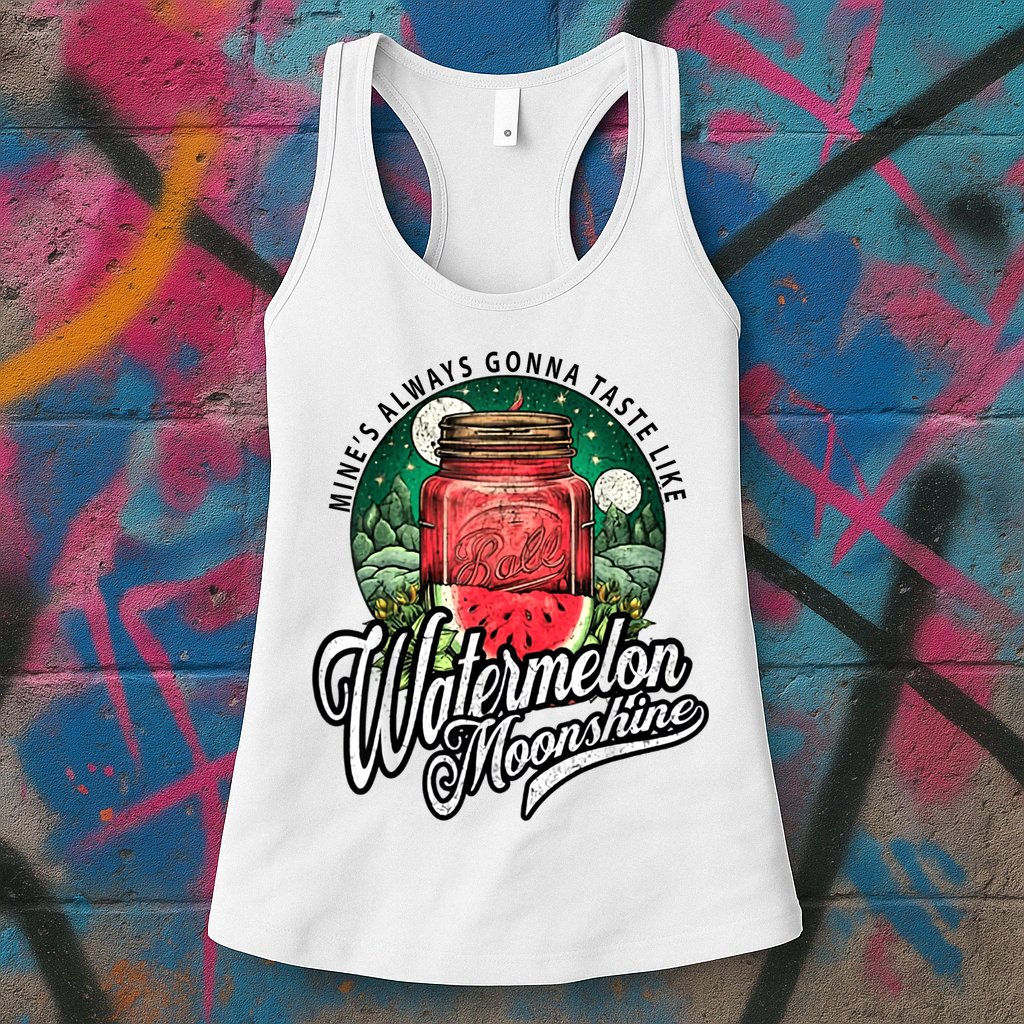 Watermelon Moonshine Retro Country Music Womens Tank Top