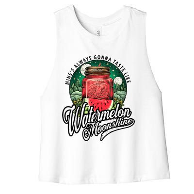 Watermelon Moonshine Retro Country Music Women's Racerback Cropped Tank