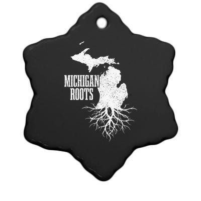 Womens Michigan Roots Vintage Pride State Map Gift Ceramic Star Ornament