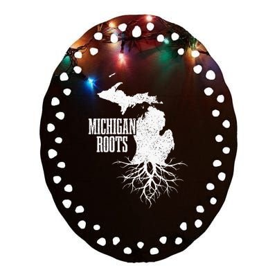 Womens Michigan Roots Vintage Pride State Map Gift Ceramic Oval Ornament