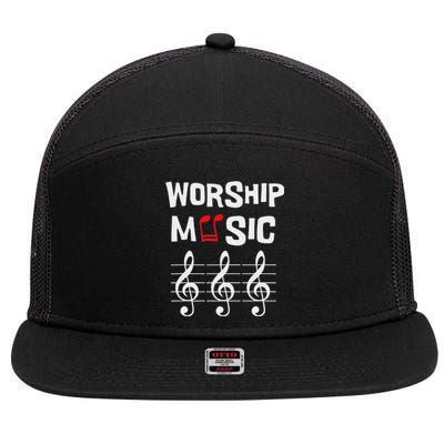 Worship Music Religious Faith Celebration 7 Panel Mesh Trucker Snapback Hat