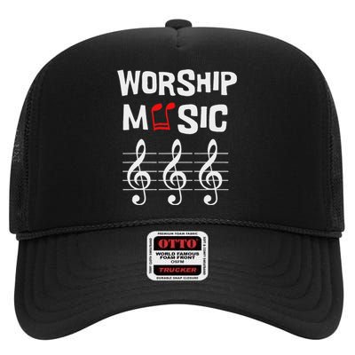 Worship Music Religious Faith Celebration High Crown Mesh Back Trucker Hat