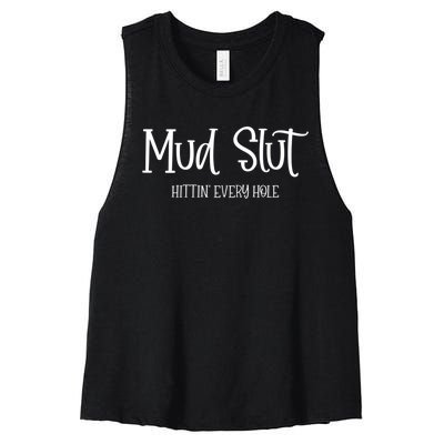 Womens Mud Run Race Team 4x4 Offroading ATV Mud Slut Women's Racerback Cropped Tank