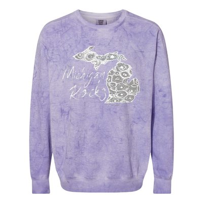 Womens MICHIGAN ROCKS PETOSKEY STONE Colorblast Crewneck Sweatshirt