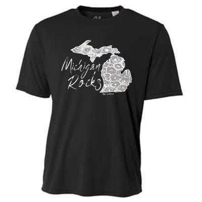 Womens MICHIGAN ROCKS PETOSKEY STONE Cooling Performance Crew T-Shirt