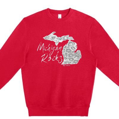 Womens MICHIGAN ROCKS PETOSKEY STONE Premium Crewneck Sweatshirt