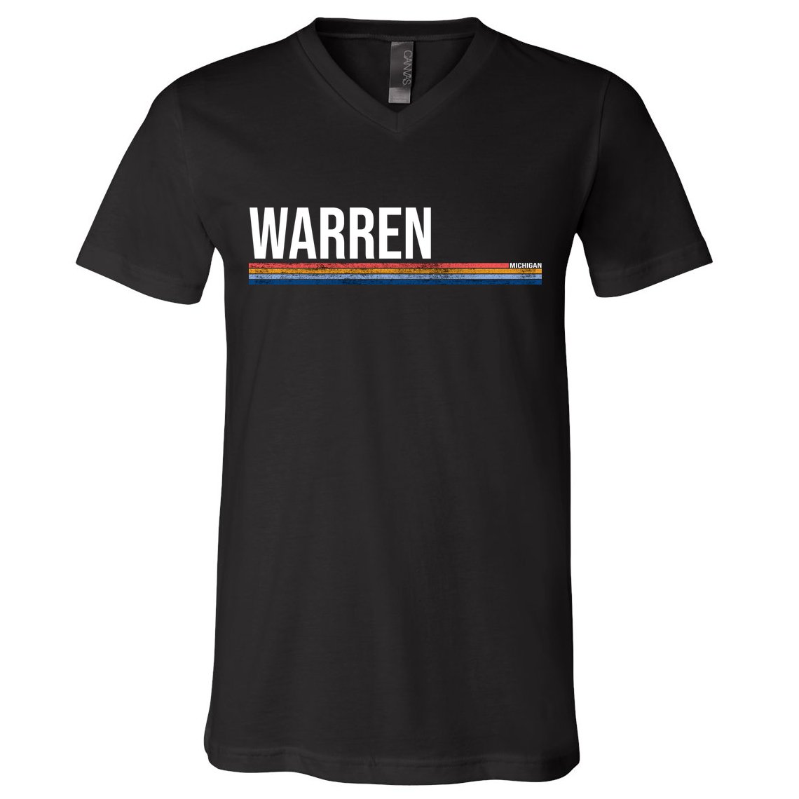 Warren Michigan Retro Logo V-Neck T-Shirt