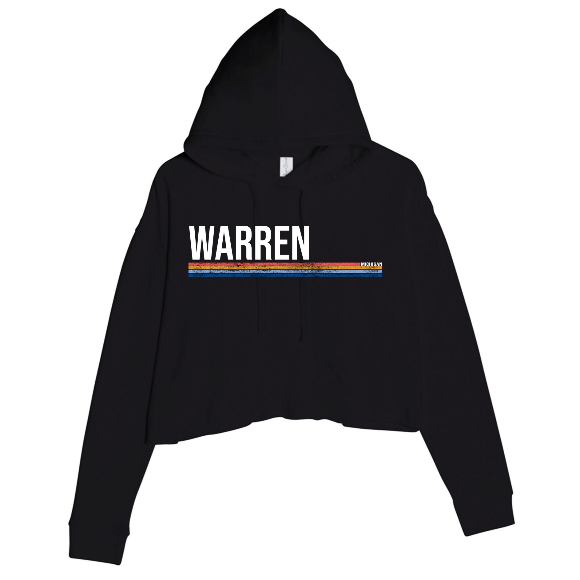 Warren Michigan Retro Logo Crop Fleece Hoodie