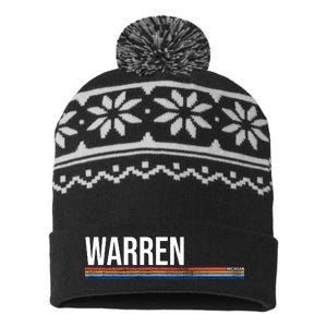 Warren Michigan Retro Logo USA-Made Snowflake Beanie