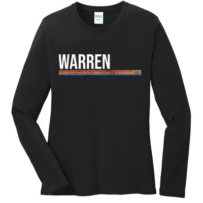 Warren Michigan Retro Logo Ladies Long Sleeve Shirt