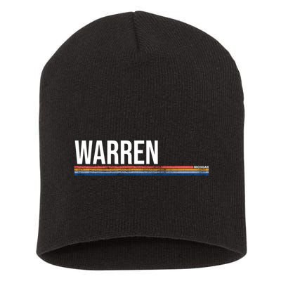 Warren Michigan Retro Logo Short Acrylic Beanie