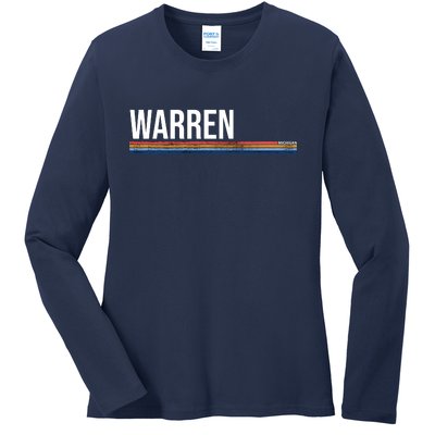 Warren Michigan Retro Logo Ladies Long Sleeve Shirt