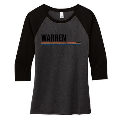 Warren Michigan Retro Logo Women's Tri-Blend 3/4-Sleeve Raglan Shirt