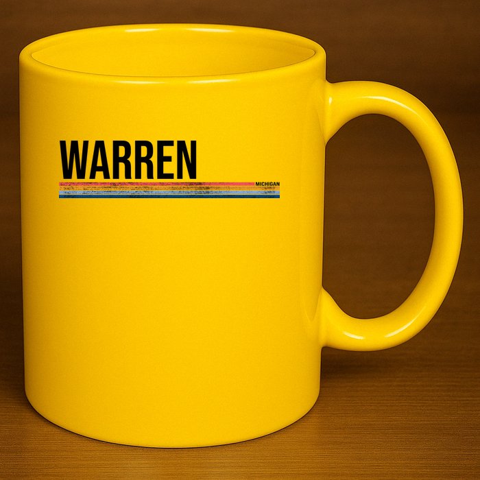 Warren Michigan Retro Logo 11oz C Handle Ceramic Mug