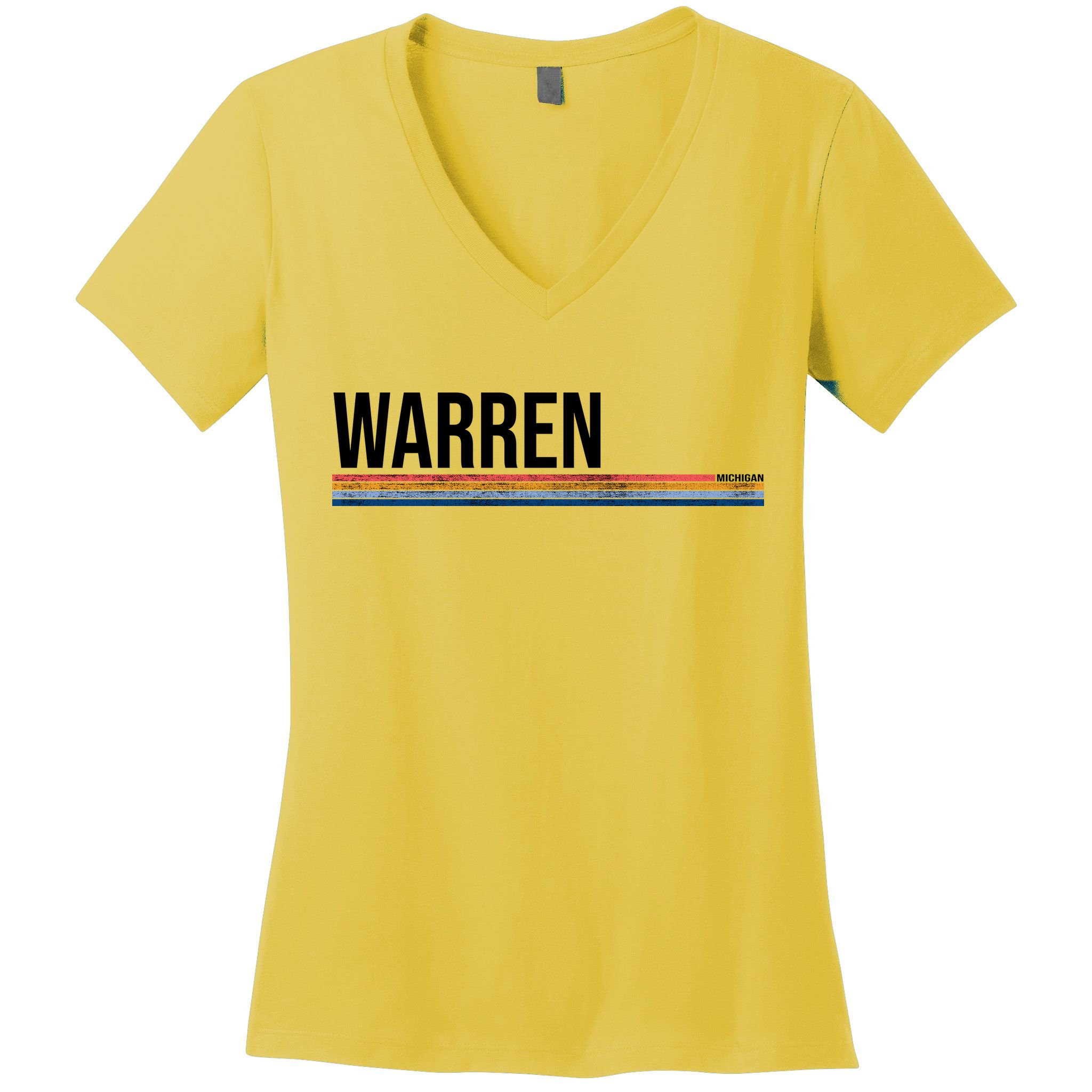Warren Michigan Retro Logo Women's V-Neck T-Shirt