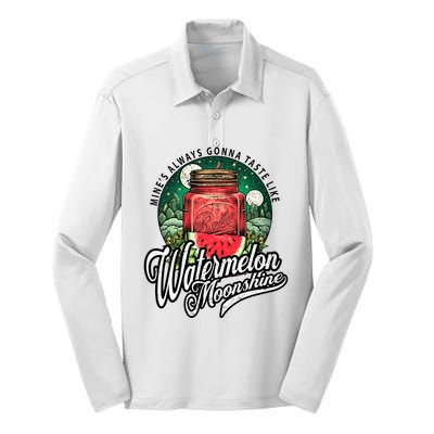 Watermelon Moonshine Retro Country Music Silk Touch Performance Long Sleeve Polo