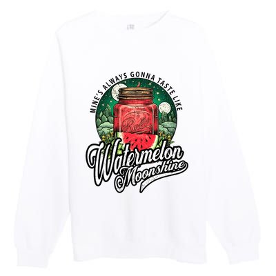 Watermelon Moonshine Retro Country Music Premium Crewneck Sweatshirt