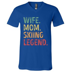 Wife Mom Skiing Legend Cool Gift V-Neck T-Shirt