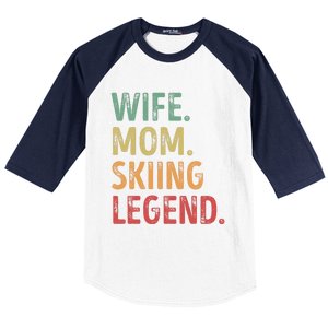 Wife Mom Skiing Legend Cool Gift Baseball Sleeve Shirt