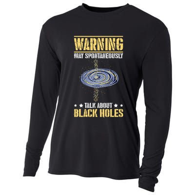Warning May Spontaneously Talk About Black Holes Cooling Performance Long Sleeve Crew