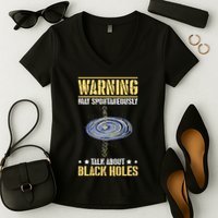 Warning May Spontaneously Talk About Black Holes Women's V-Neck T-Shirt