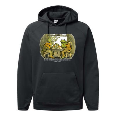 We Must Stop Eating Cried Toad As He Ate Fog And Toad Quote Performance Fleece Hoodie