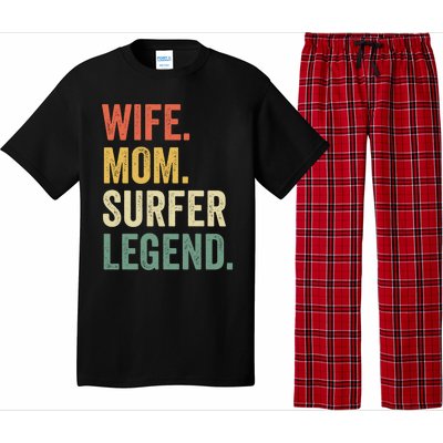 Wife Mom Surfer Legend Funny Surfing Mother Vintage Cute Gift Pajama Set