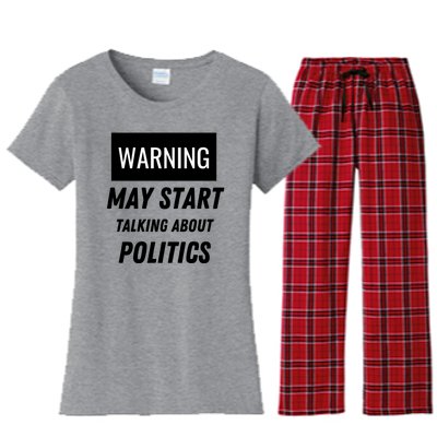 Warning May Start Talking About Politics Women's Flannel Pajama Set