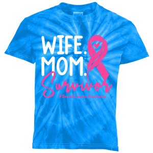 Wife Mom Survivor October Wear Pink Breast Cancer Awareness Gift Kids Tie-Dye T-Shirt