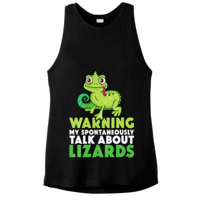 Warning May Spontaneously Talk About Lizards Lizard Reptiles Ladies PosiCharge Tri-Blend Wicking Tank