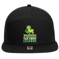 Warning May Spontaneously Talk About Lizards Lizard Reptiles 7 Panel Mesh Trucker Snapback Hat
