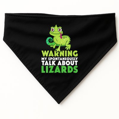 Warning May Spontaneously Talk About Lizards Lizard Reptiles USA-Made Doggie Bandana