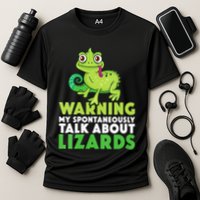 Warning May Spontaneously Talk About Lizards Lizard Reptiles Performance Shirt