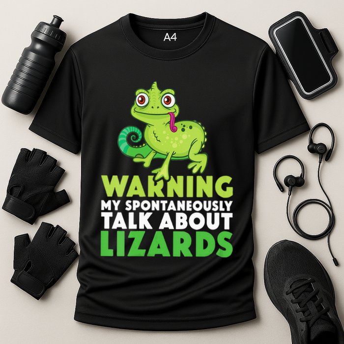 Warning May Spontaneously Talk About Lizards Lizard Reptiles Performance Shirt