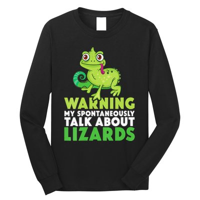 Warning May Spontaneously Talk About Lizards Lizard Reptiles Long Sleeve Shirt