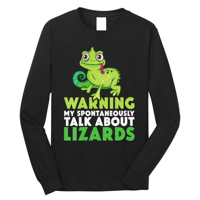 Warning May Spontaneously Talk About Lizards Lizard Reptiles Long Sleeve Shirt