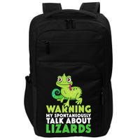 Warning May Spontaneously Talk About Lizards Lizard Reptiles Impact Tech Backpack