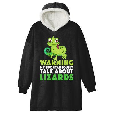 Warning May Spontaneously Talk About Lizards Lizard Reptiles Hooded Wearable Blanket