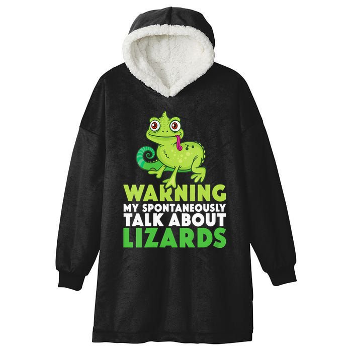Warning May Spontaneously Talk About Lizards Lizard Reptiles Hooded Wearable Blanket