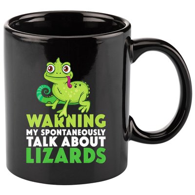 Warning May Spontaneously Talk About Lizards Lizard Reptiles 11oz C Handle Ceramic Mug