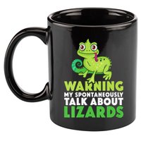 Warning May Spontaneously Talk About Lizards Lizard Reptiles 11oz C Handle Ceramic Mug