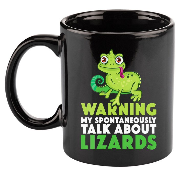 Warning May Spontaneously Talk About Lizards Lizard Reptiles 11oz C Handle Ceramic Mug